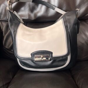 Coach Two-Tone Black and Cream Shoulder Bag